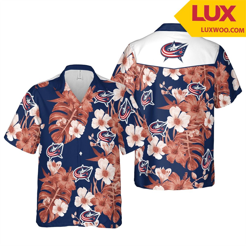 Columbus-blue-jackets Nhl Columbus- Ohio Hawaii Floral Ice Hockey Unisex Sh Tees