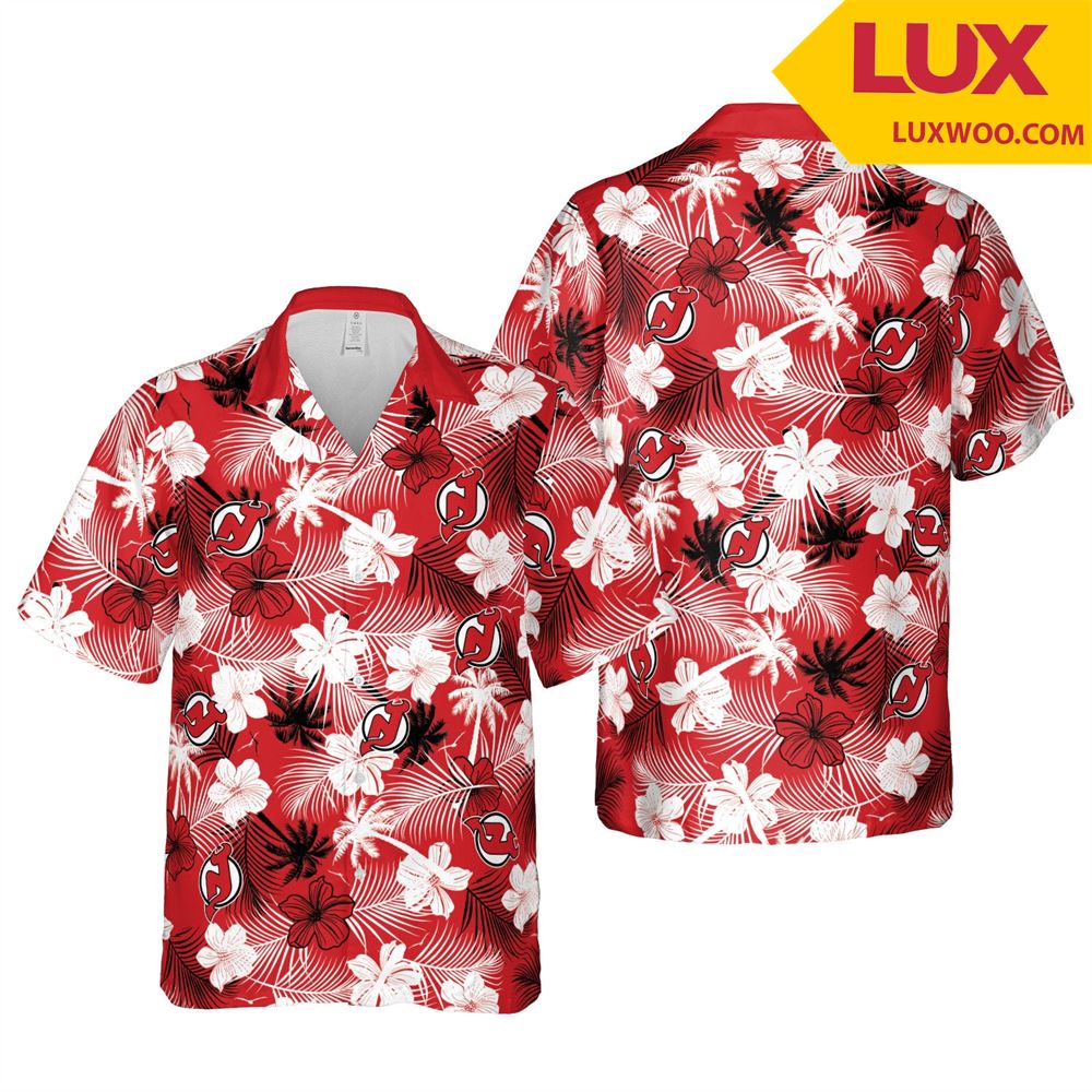 New-jersey-devils Nhl Newark Hawaii Floral Ice Hockey Unisex Shirt Tha05311