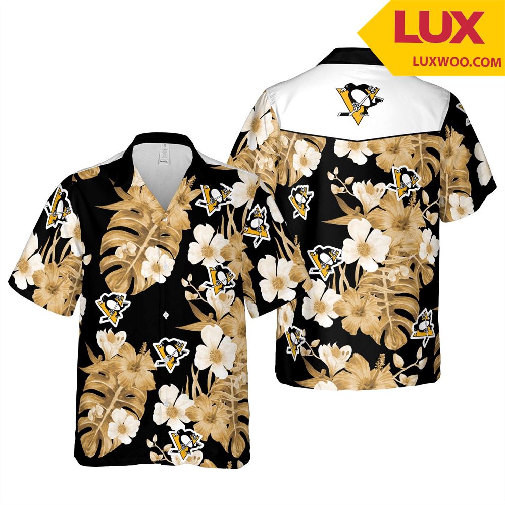 Pittsburgh-penguins Nhl Pittsburgh Hawaii Floral Ice Hockey Unisex Shirt Th Tee Navy