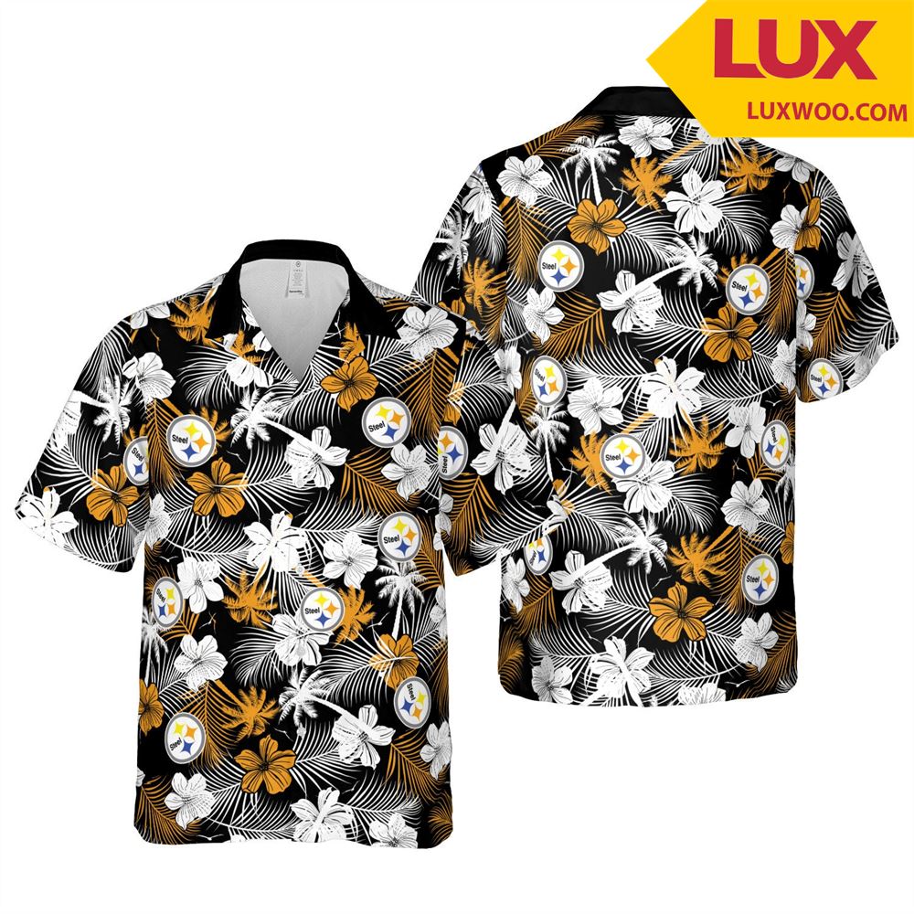 Pittsburgh-steelers Nfl Pittsburgh Hawaii Floral Football Unisex Shirt Tha0 Tees Navy