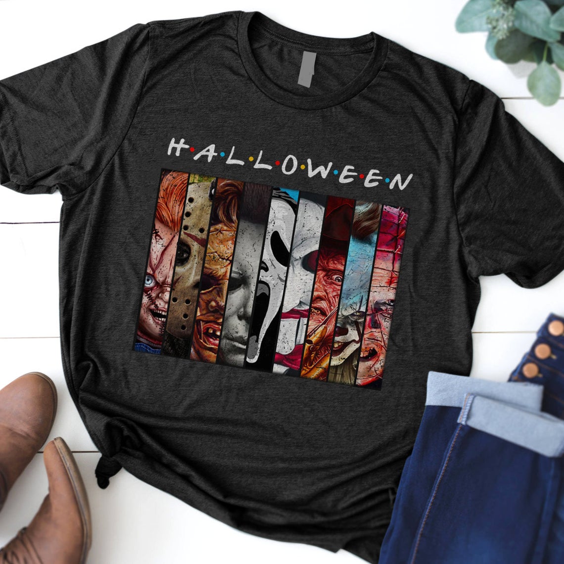 04 Friends Tv Show Horror Characters Movies Halloween Shirt