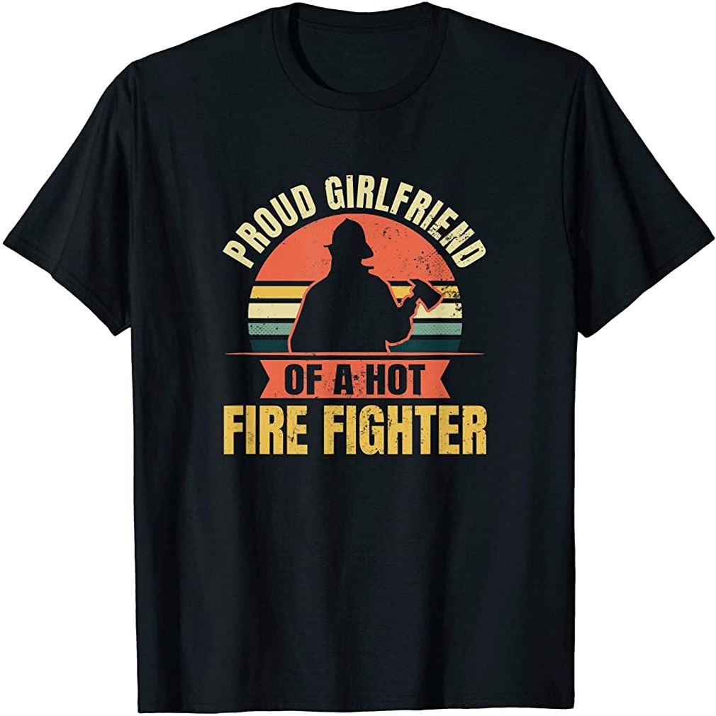 Firefighter Girlfriend Design Vintage Retro Sunset Gift Plus Size Up To 5xl