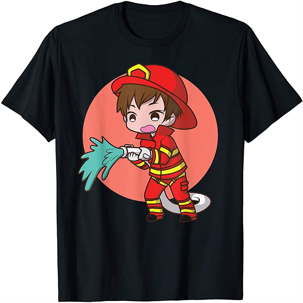 Firefighter Kawaii Anime Boy Chibi Cute Firefighting Gift Size Up To 5xl