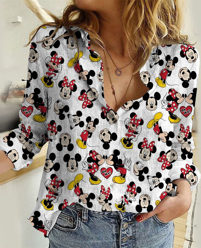 Womens Disney Mickey Linen Shirt 01 Linen Casual Shirt