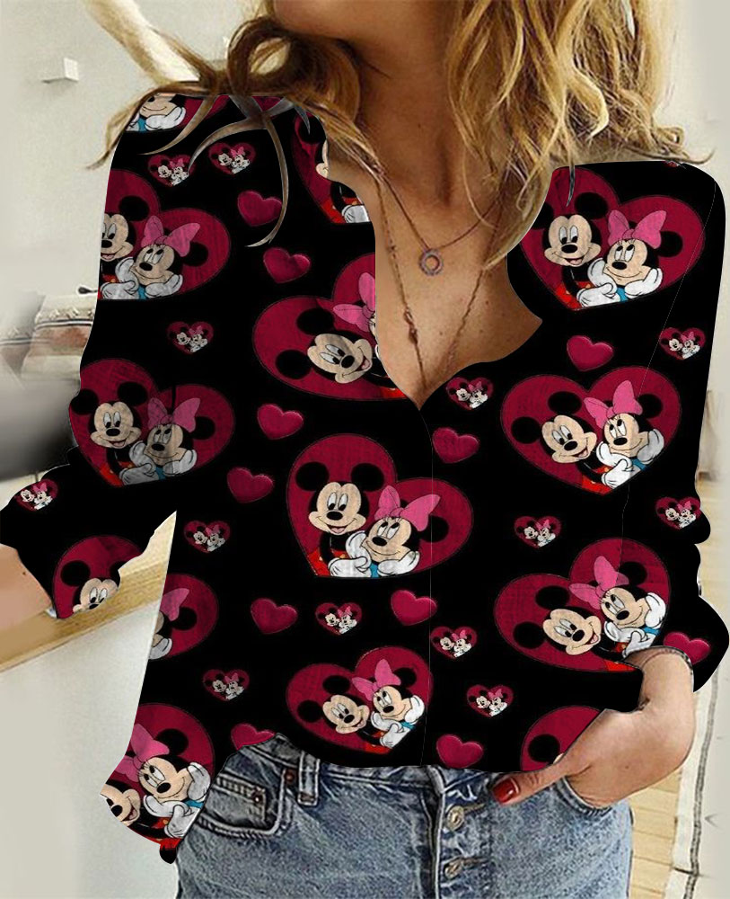 Womens Disney Mickey Linen Shirt 06 Linen Casual Shirt