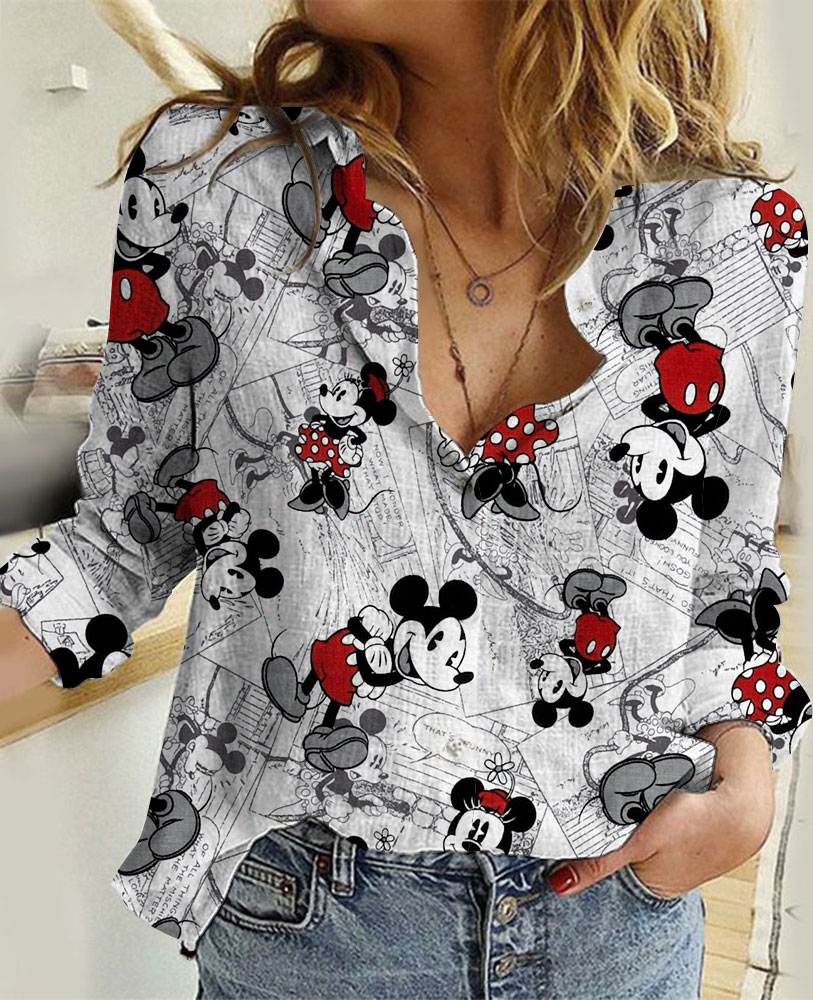 Womens Disney Mickey Linen Shirt 07 Linen Casual Shirt Luxwoo com