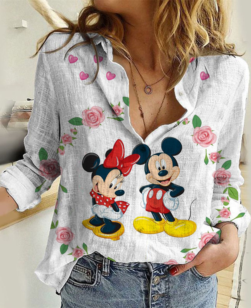 Womens Disney Mickey Linen Shirt 08 Linen Casual Shirt