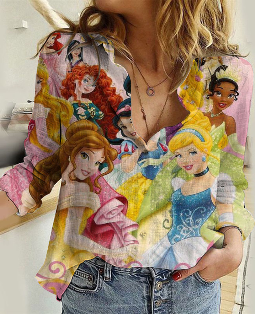 Womens Disney Princess Linen Shirt Linen Casual Shirt