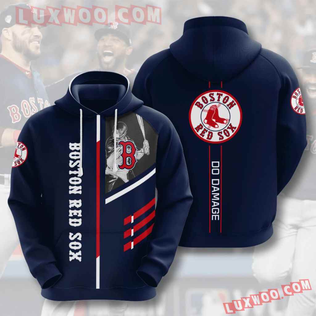 Mlb Boston Red Sox 3d Hoodies Printed Zip Hoodies Sweatshirt Jacket V1