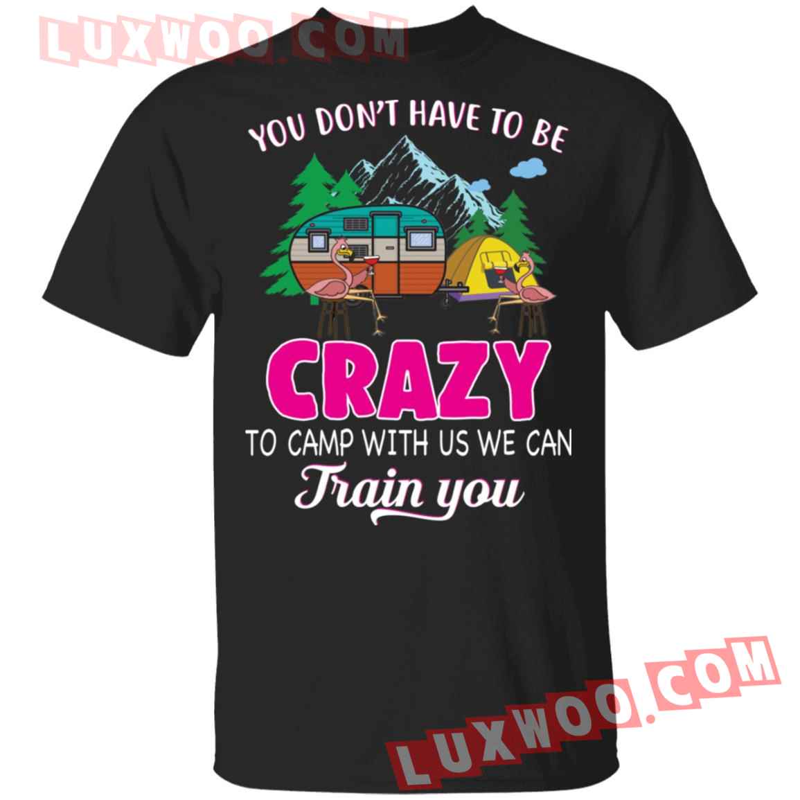 Flamingo You Dont Have To Be Crazy To Camp With Us We Can Train You Shirt