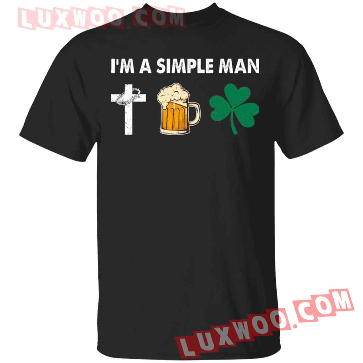 Im A Simple Man I Like Beer Cross Four Leaf Clovers Shirt