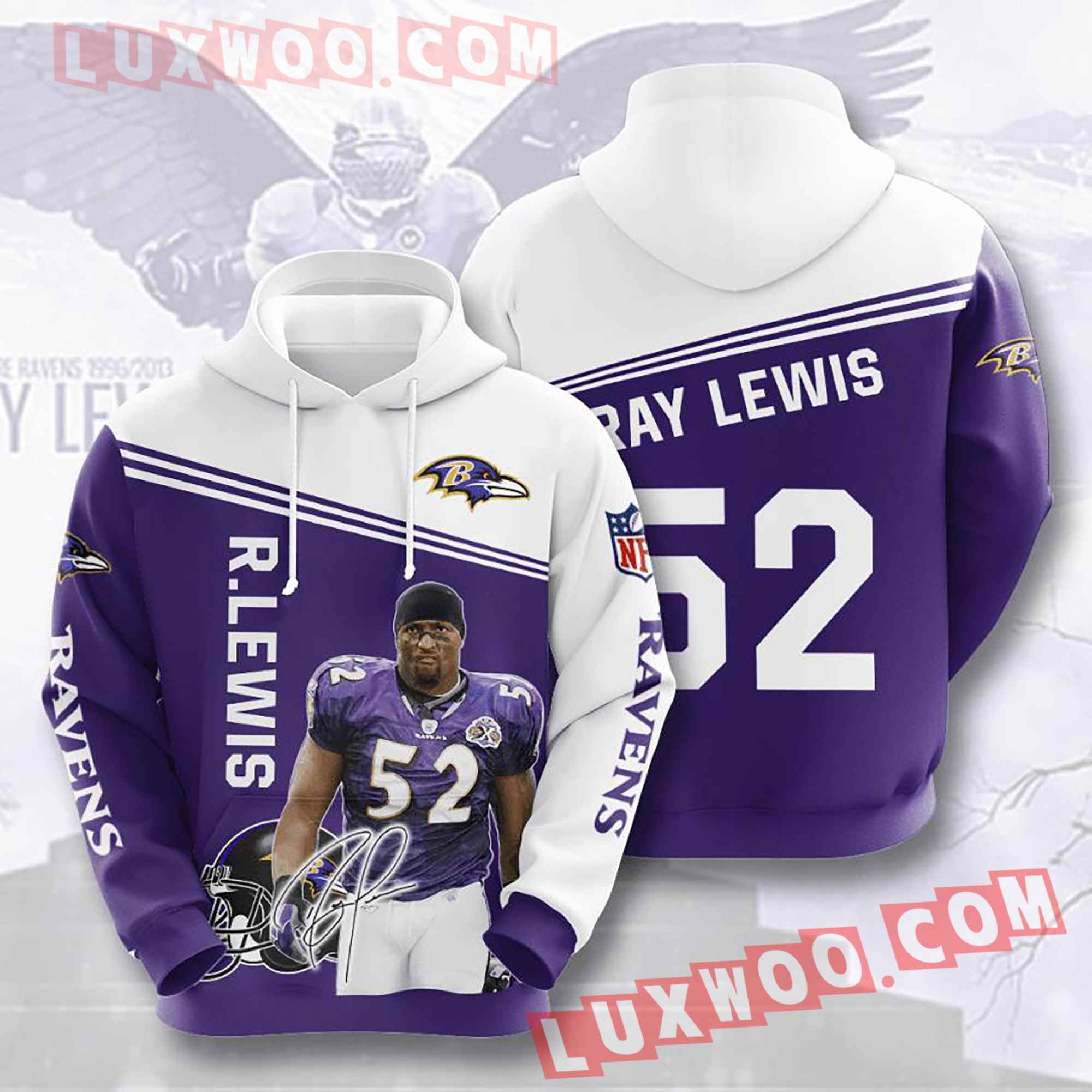 Baltimore Ravens Nfl Custom All Over Print 3d Pullover Hoodie V13