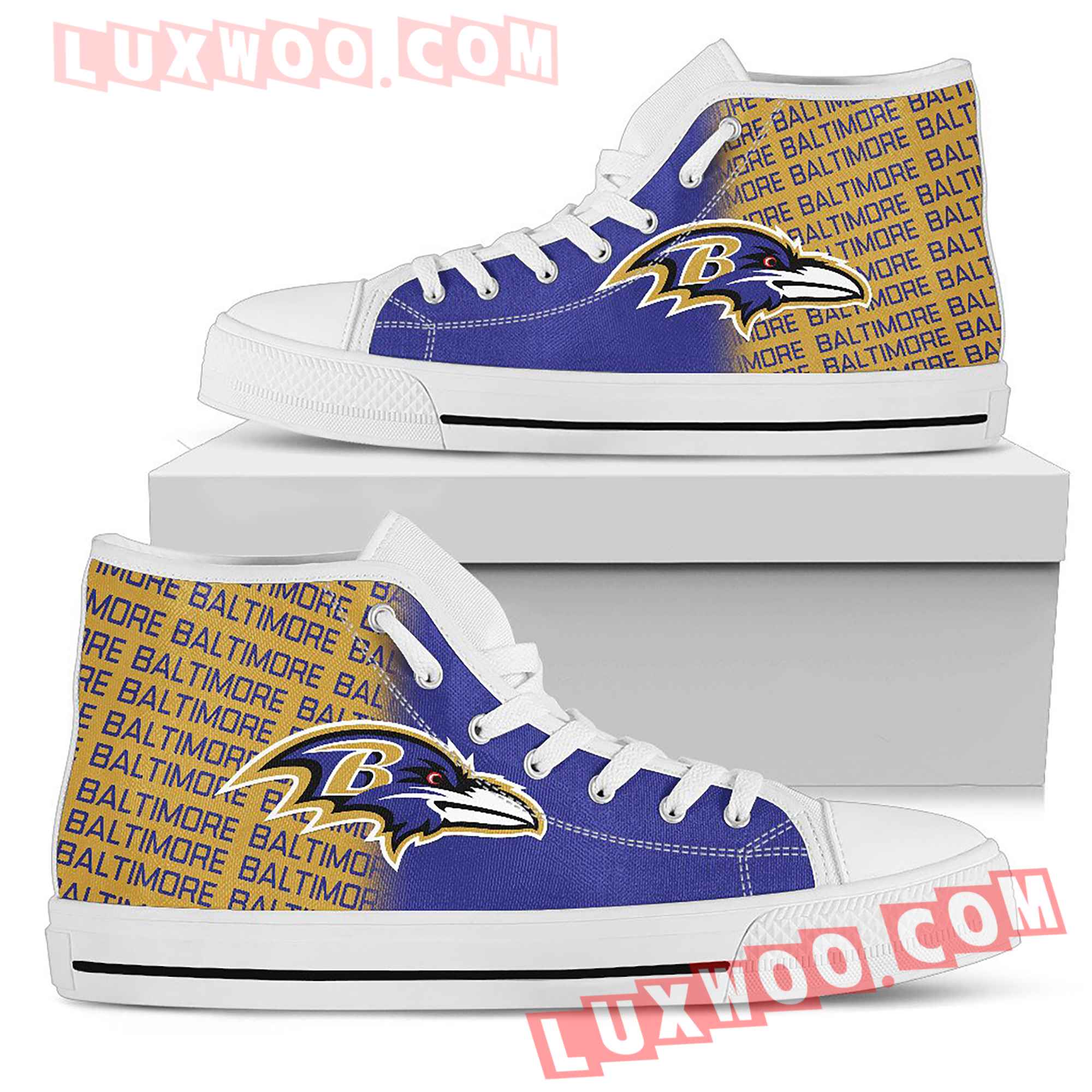 Baltimore Ravens Nfl Football Jack Skellington High Top Vans Shoes V1
