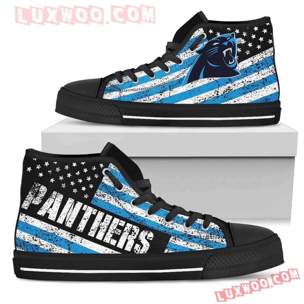 America Flag Italic Vintage Style Carolina Panthers High Top Shoes