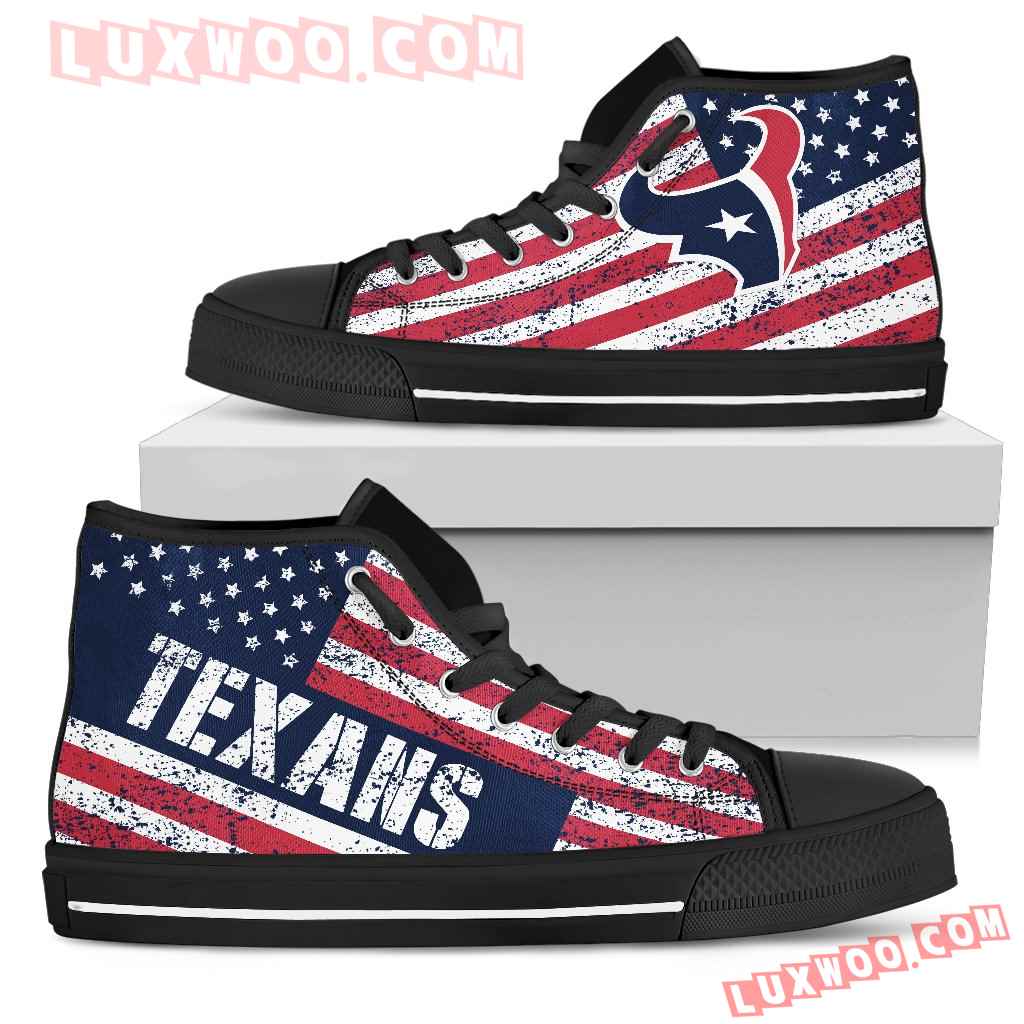 America Flag Italic Vintage Style Houston Texans High Top Shoes