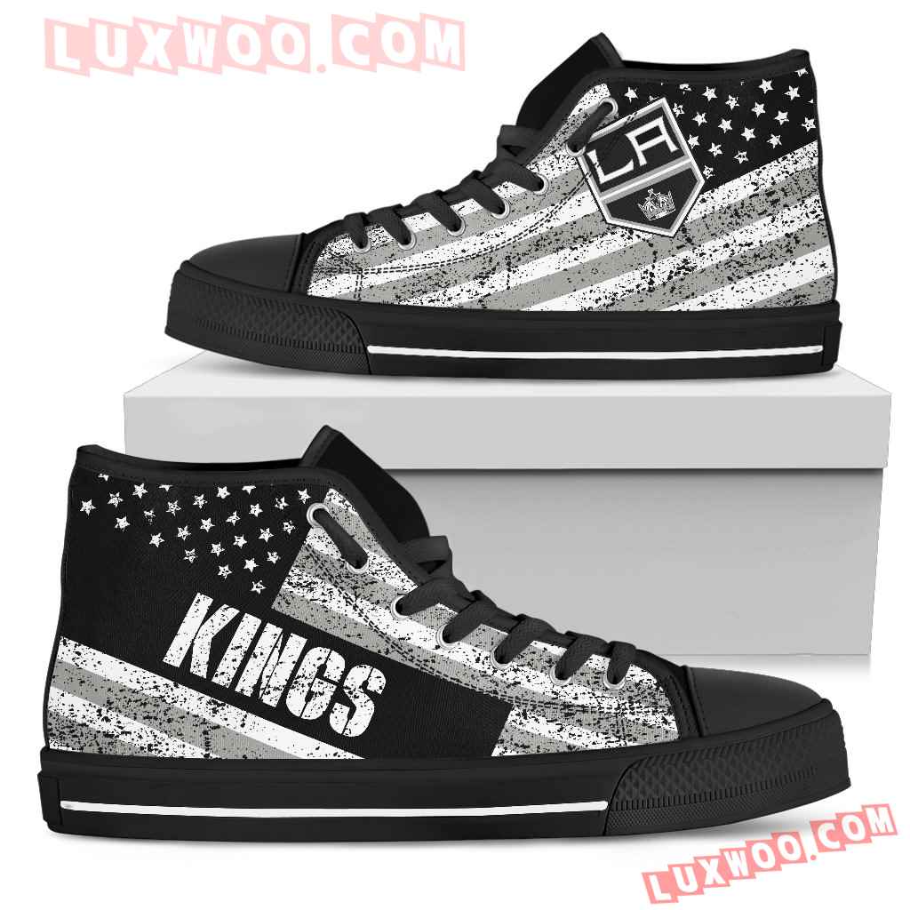 America Flag Italic Vintage Style Los Angeles Kings High Top Shoes