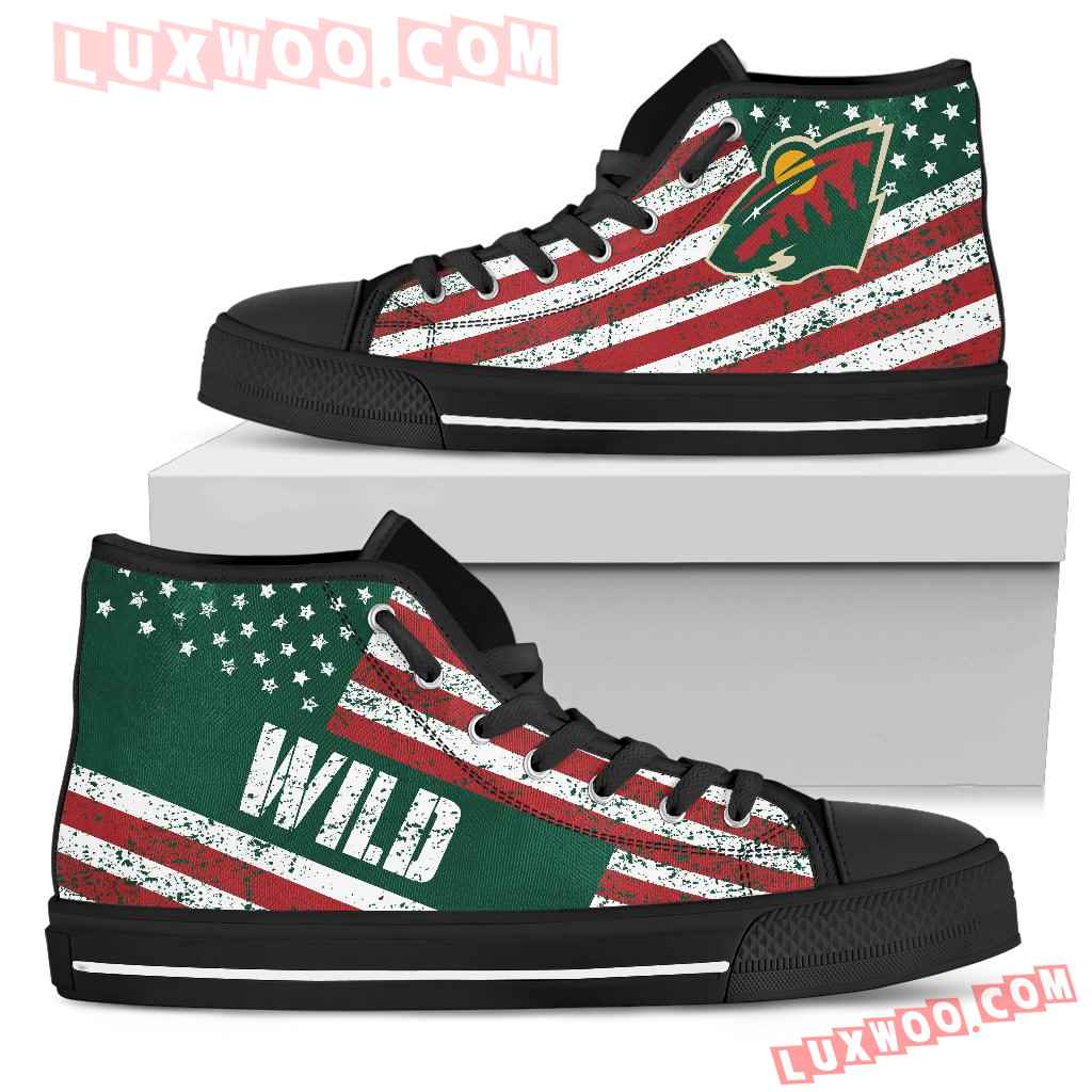 America Flag Italic Vintage Style Minnesota Wild High Top Shoes