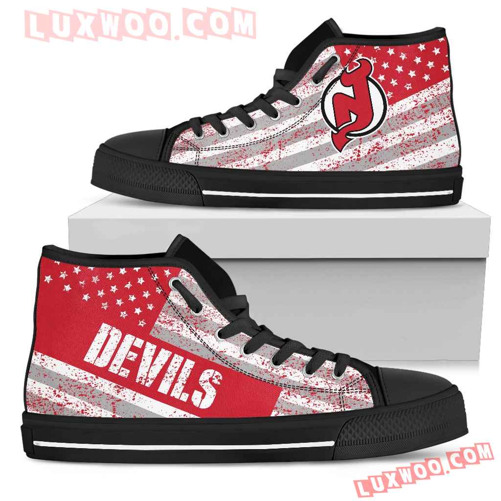 America Flag Italic Vintage Style New Jersey Devils High Top Shoes