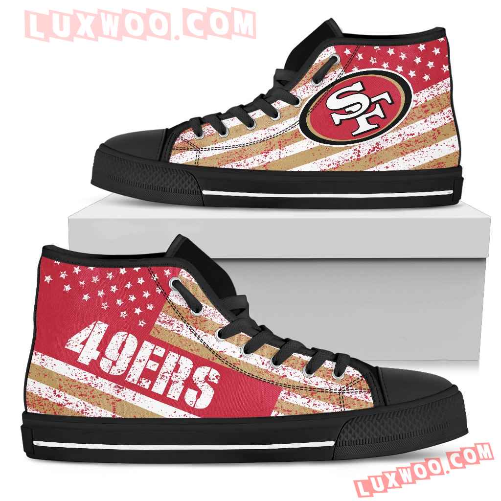America Flag Italic Vintage Style San Francisco 49ers High Top Shoes