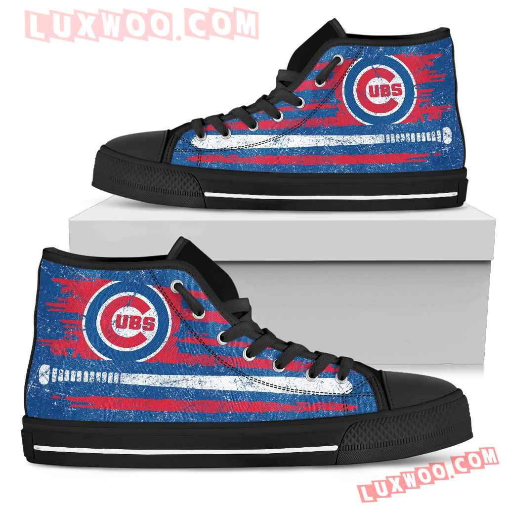 American Flag Vintage Baseball Chicago Cubs High Top Shoes