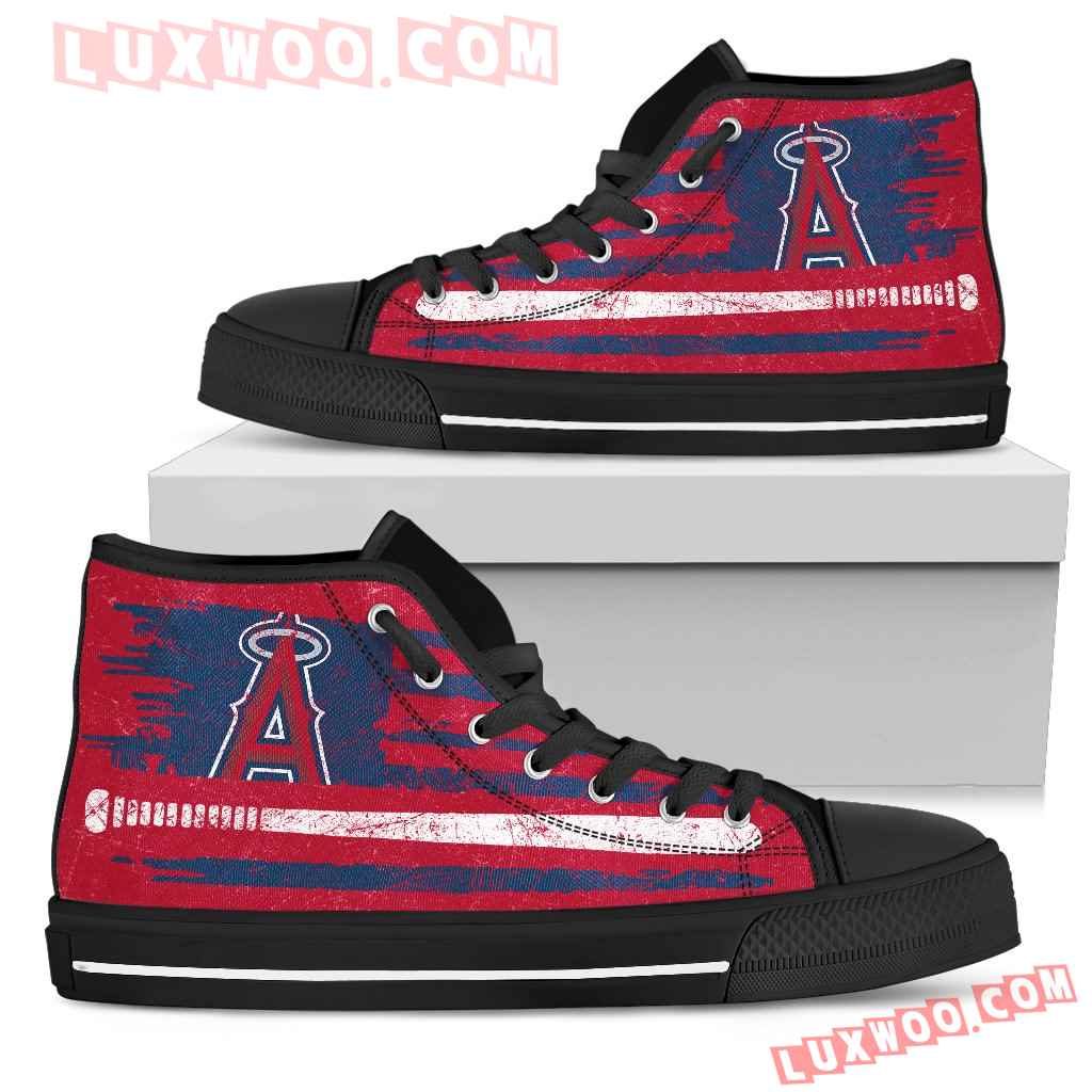 American Flag Vintage Baseball Los Angeles Angels High Top Shoes