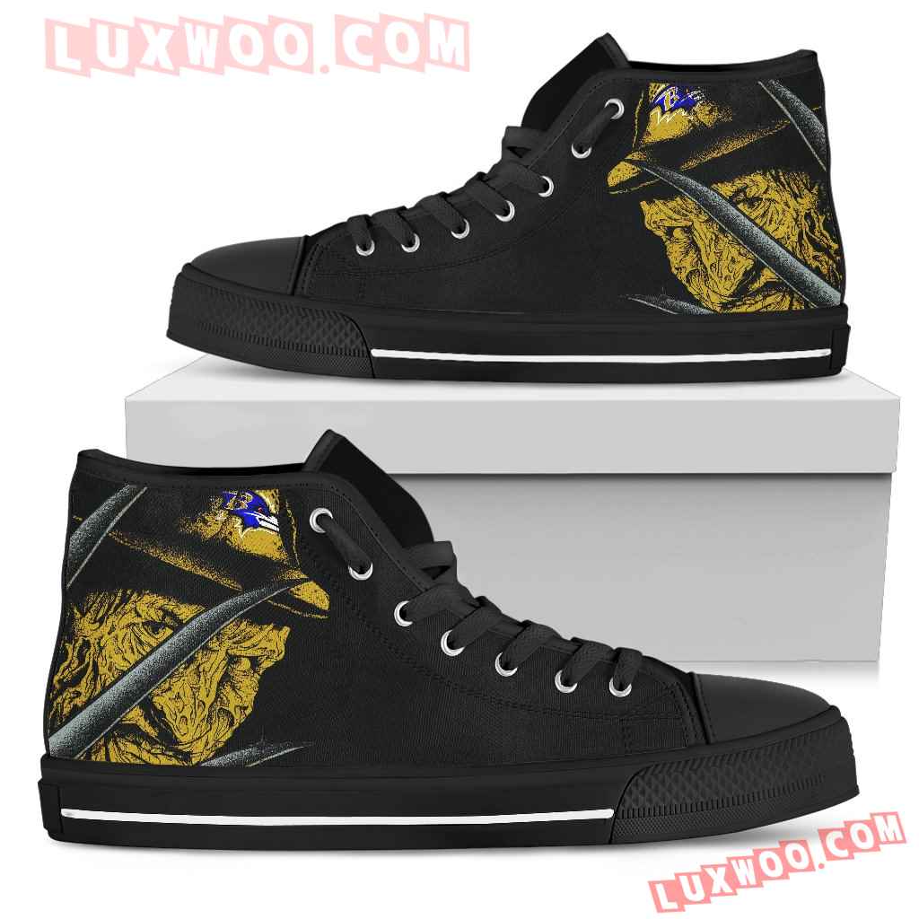 Baltimore Ravens Nightmare Freddy Colorful High Top Shoes