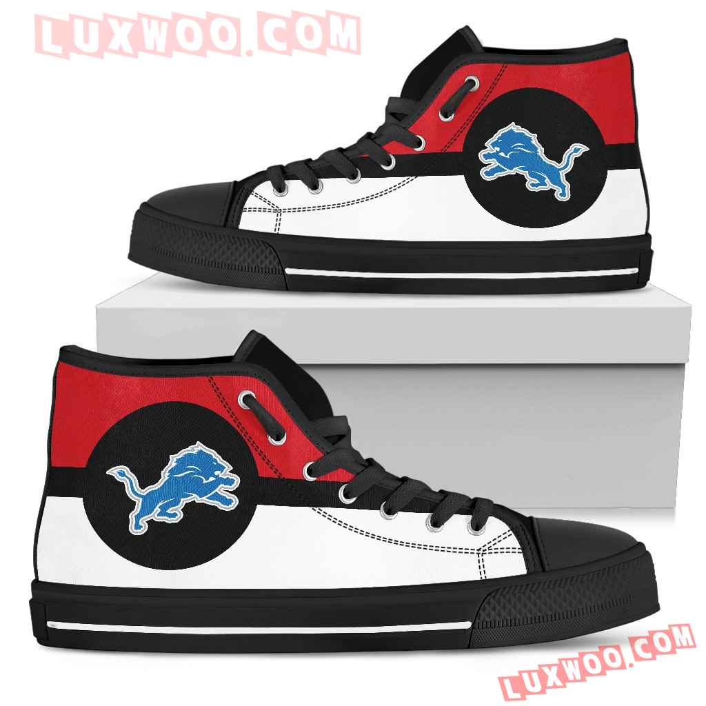 Bright Colours Open Sections Great Logo Detroit Lions High Top Shoes