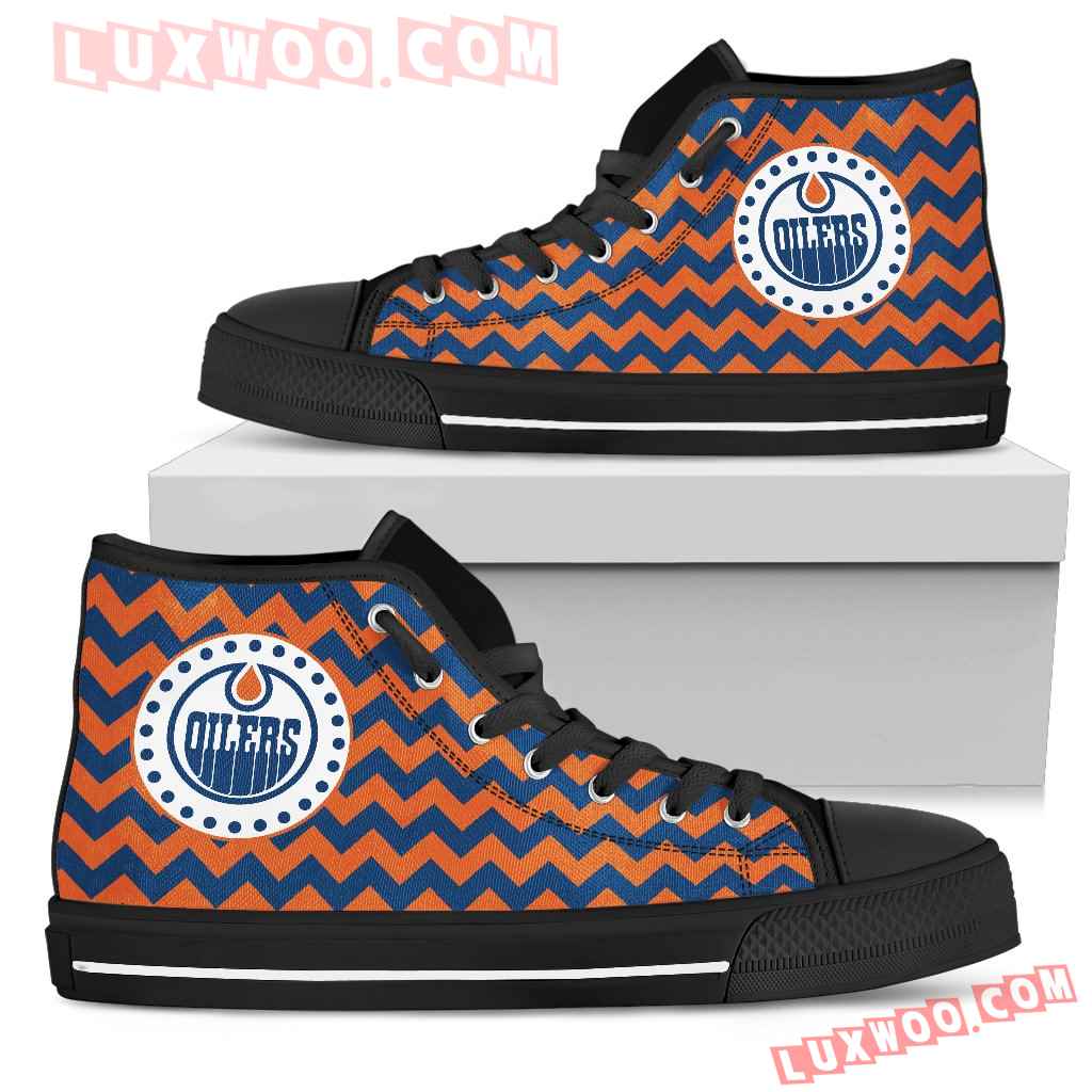 Chevron Broncos Edmonton Oilers High Top Shoes