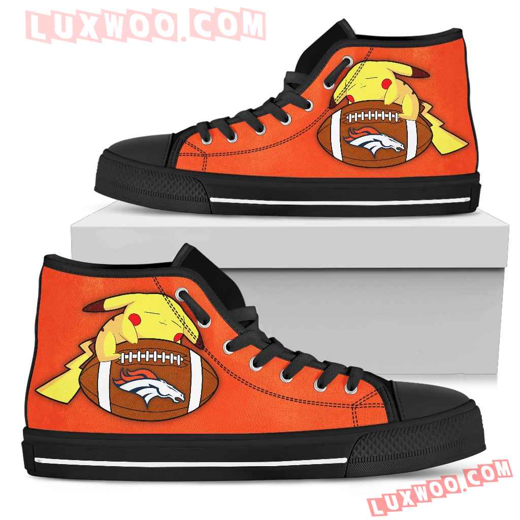 Cool Pikachu Laying On Ball Denver Broncos High Top Shoes