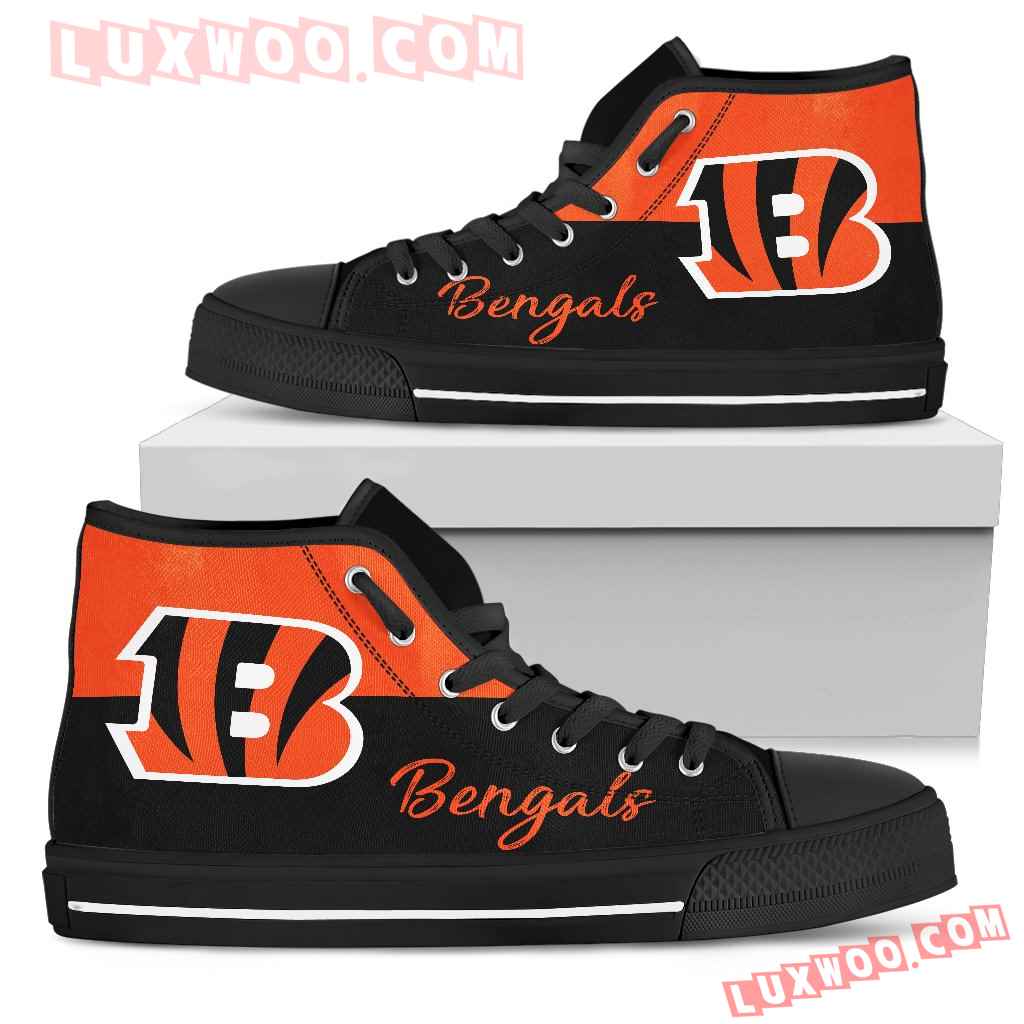 Divided Colours Stunning Logo Cincinnati Bengals High Top Shoes