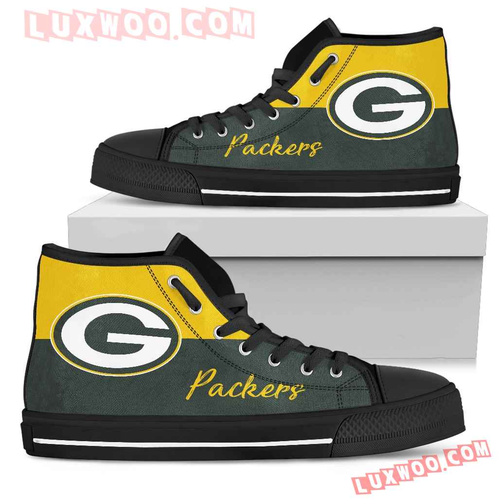 Divided Colours Stunning Logo Green Bay Packers High Top Shoes