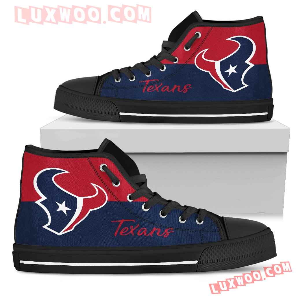 Divided Colours Stunning Logo Houston Texans High Top Shoes - Luxwoo.com