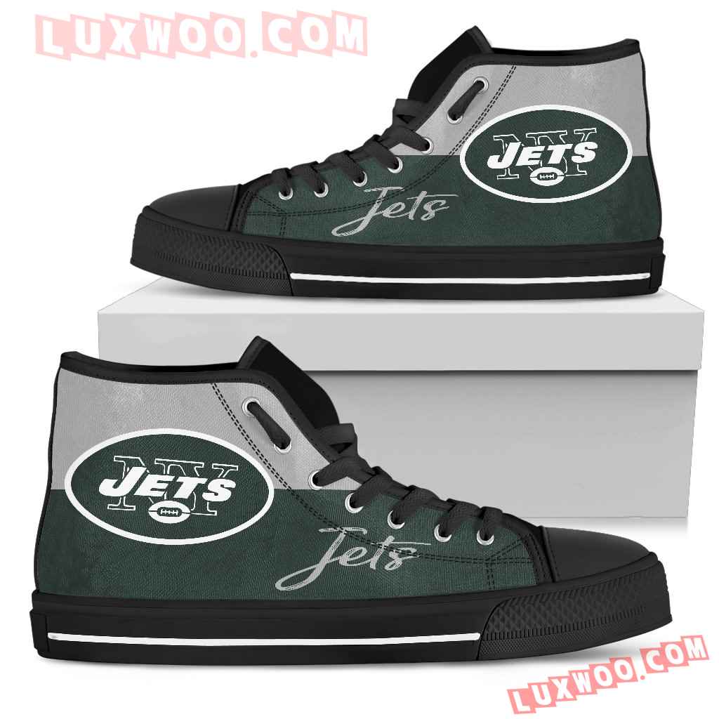 Divided Colours Stunning Logo New York Jets High Top Shoes