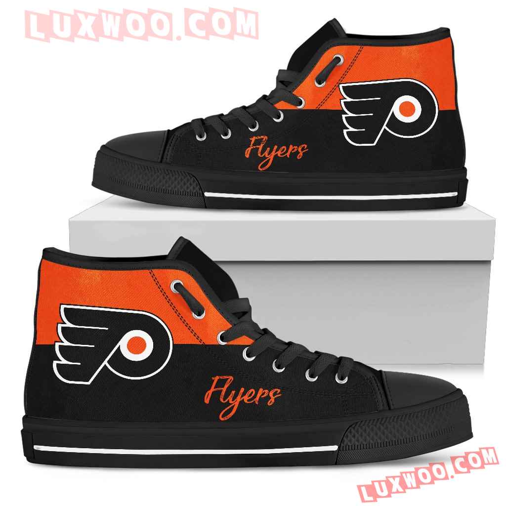 Divided Colours Stunning Logo Philadelphia Flyers High Top Shoes