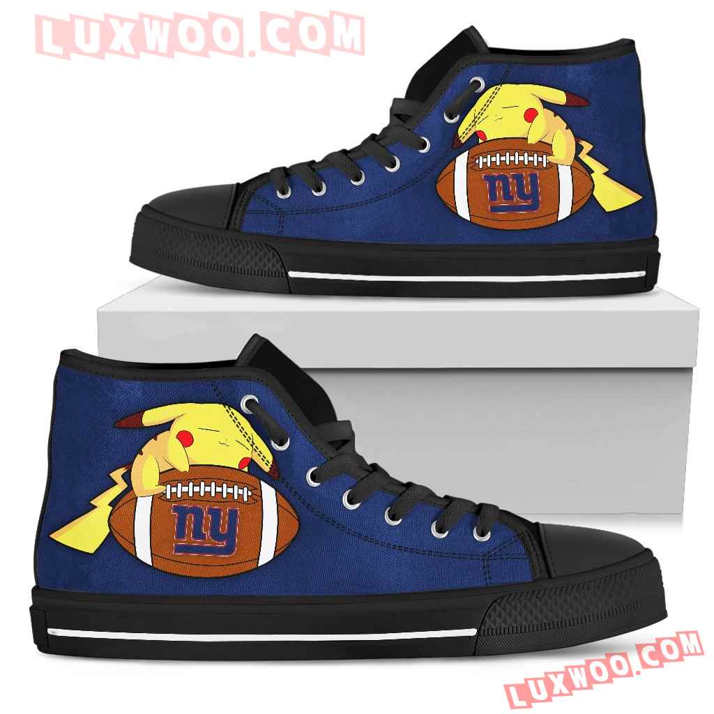 Great Pikachu Laying On Ball New York Giants High Top Shoes