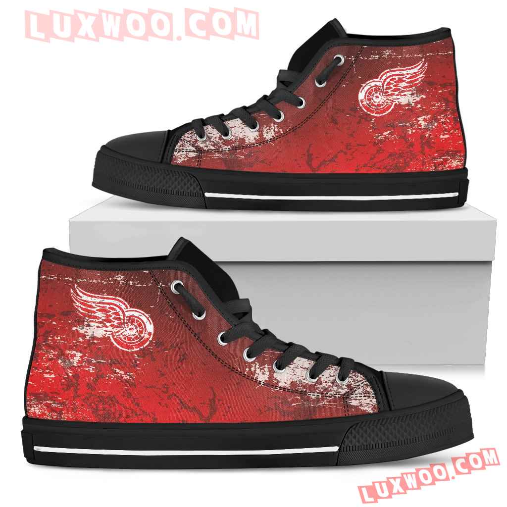 Grunge Vintage Logo Detroit Red Wings High Top Shoes