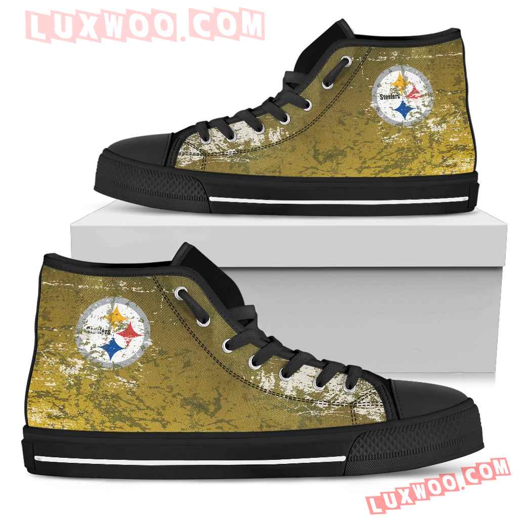 Grunge Vintage Logo Pittsburgh Steelers High Top Shoes