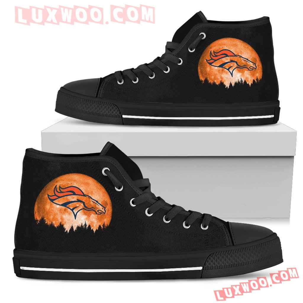 Halloween Orange Moon Mystery Denver Broncos High Top Shoes