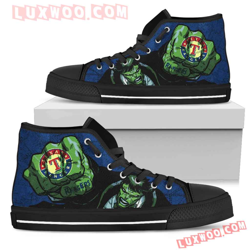 Hulk Punch Texas Rangers High Top Shoes