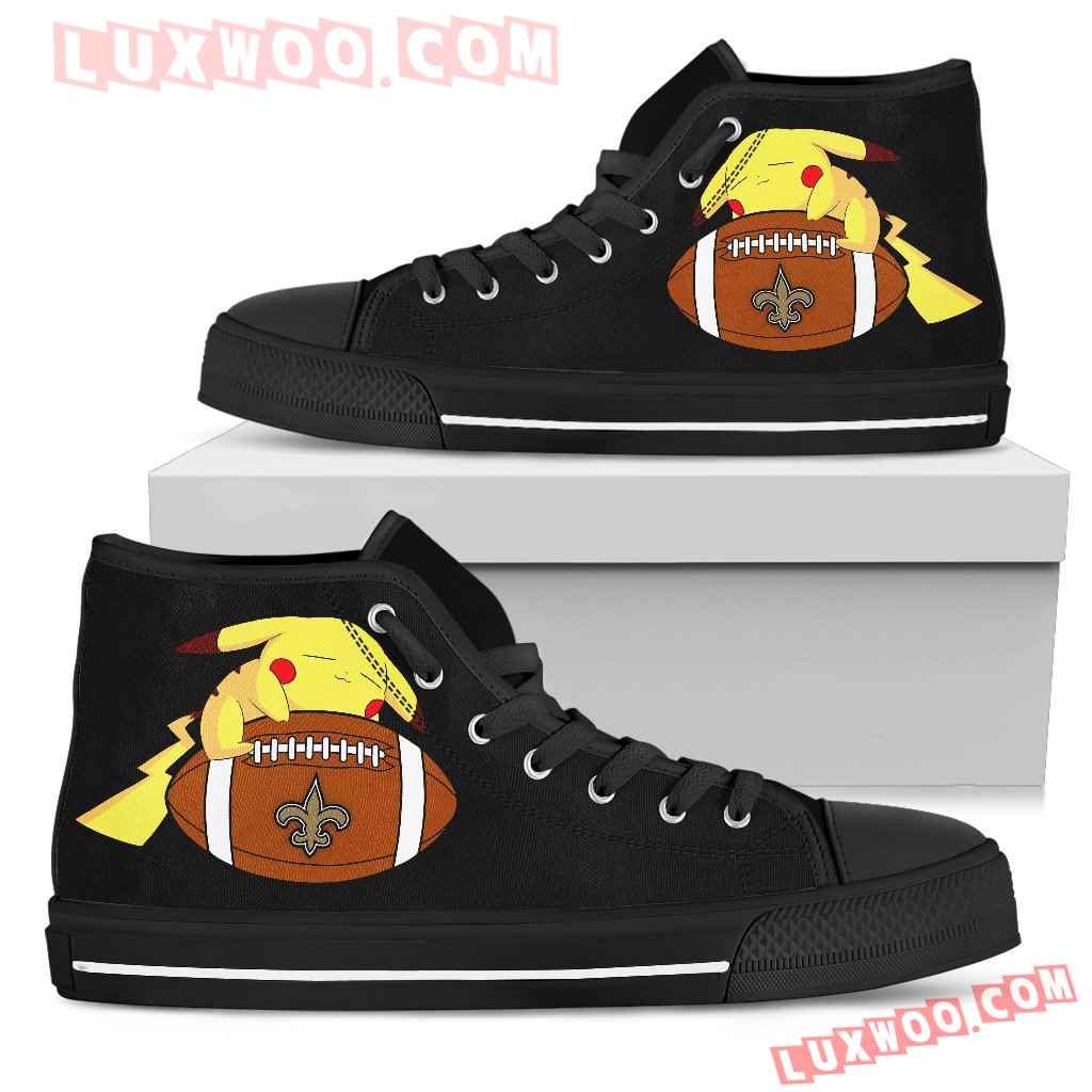 Nice Pikachu Laying On Ball New Orleans Saints High Top Shoes