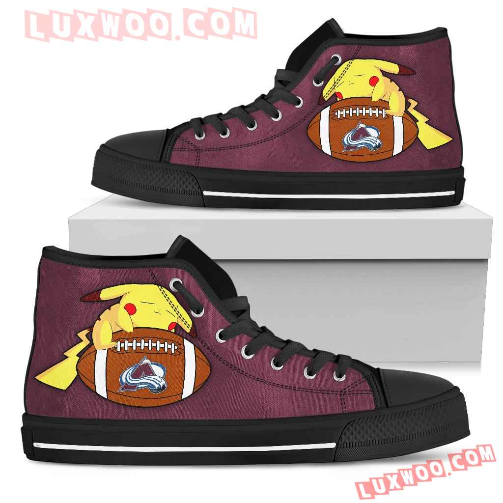 Pikachu Laying On Ball Colorado Avalanche High Top Shoes