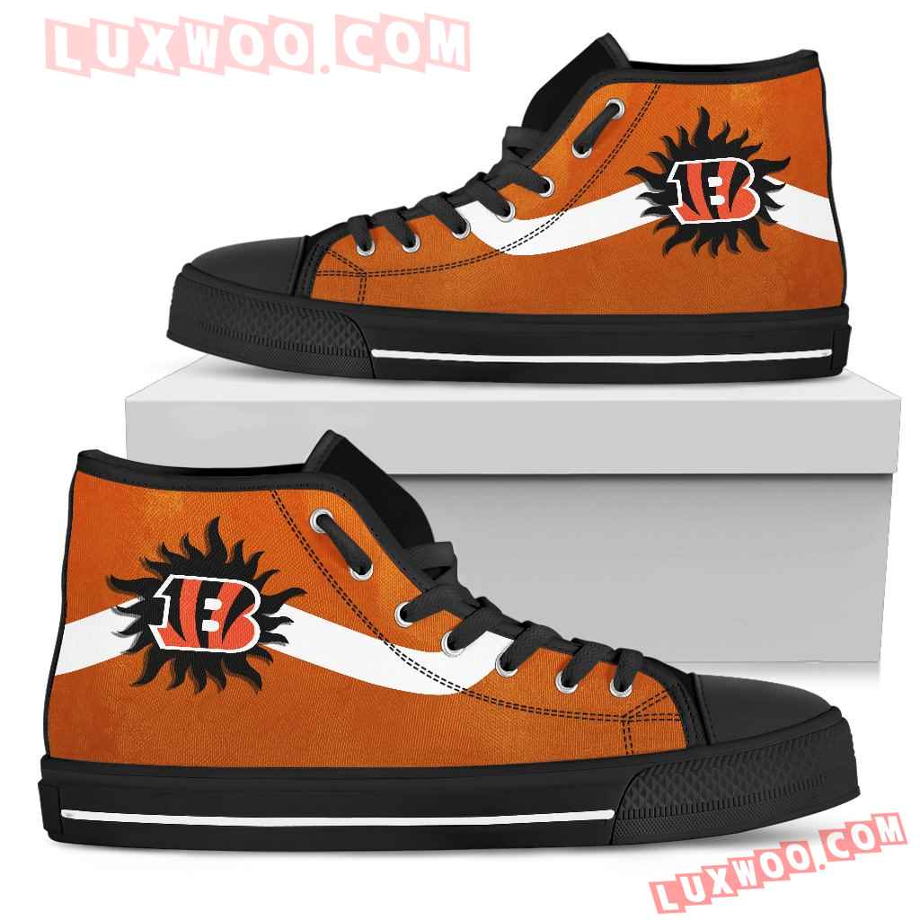 Simple Van Sun Flame Cincinnati Bengals High Top Shoes