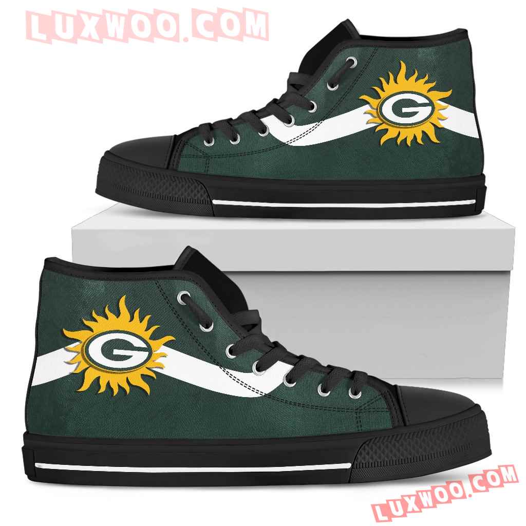 Simple Van Sun Flame Green Bay Packers High Top Shoes