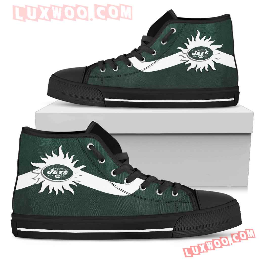 Simple Van Sun Flame New York Jets High Top Shoes