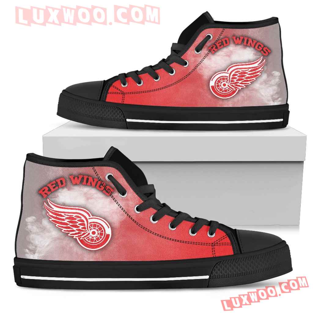 White Smoke Vintage Detroit Red Wings High Top Shoes