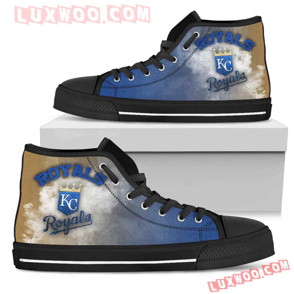 White Smoke Vintage Kansas City Royals High Top Shoes