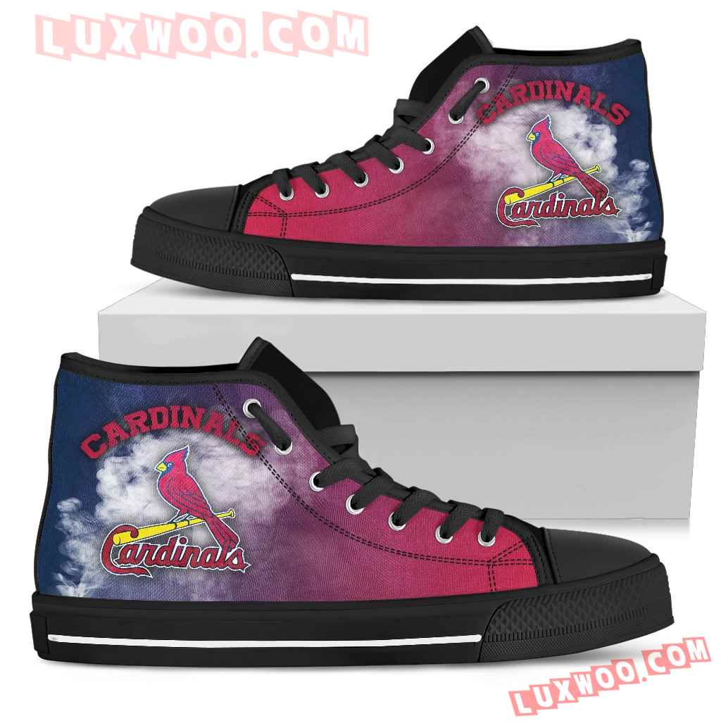 White Smoke Vintage St Louis Cardinals High Top Shoes