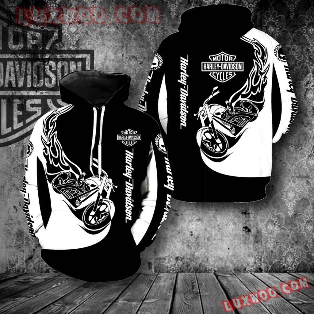 Harley Davidson Motorcycle Black White New All Over Print V1270