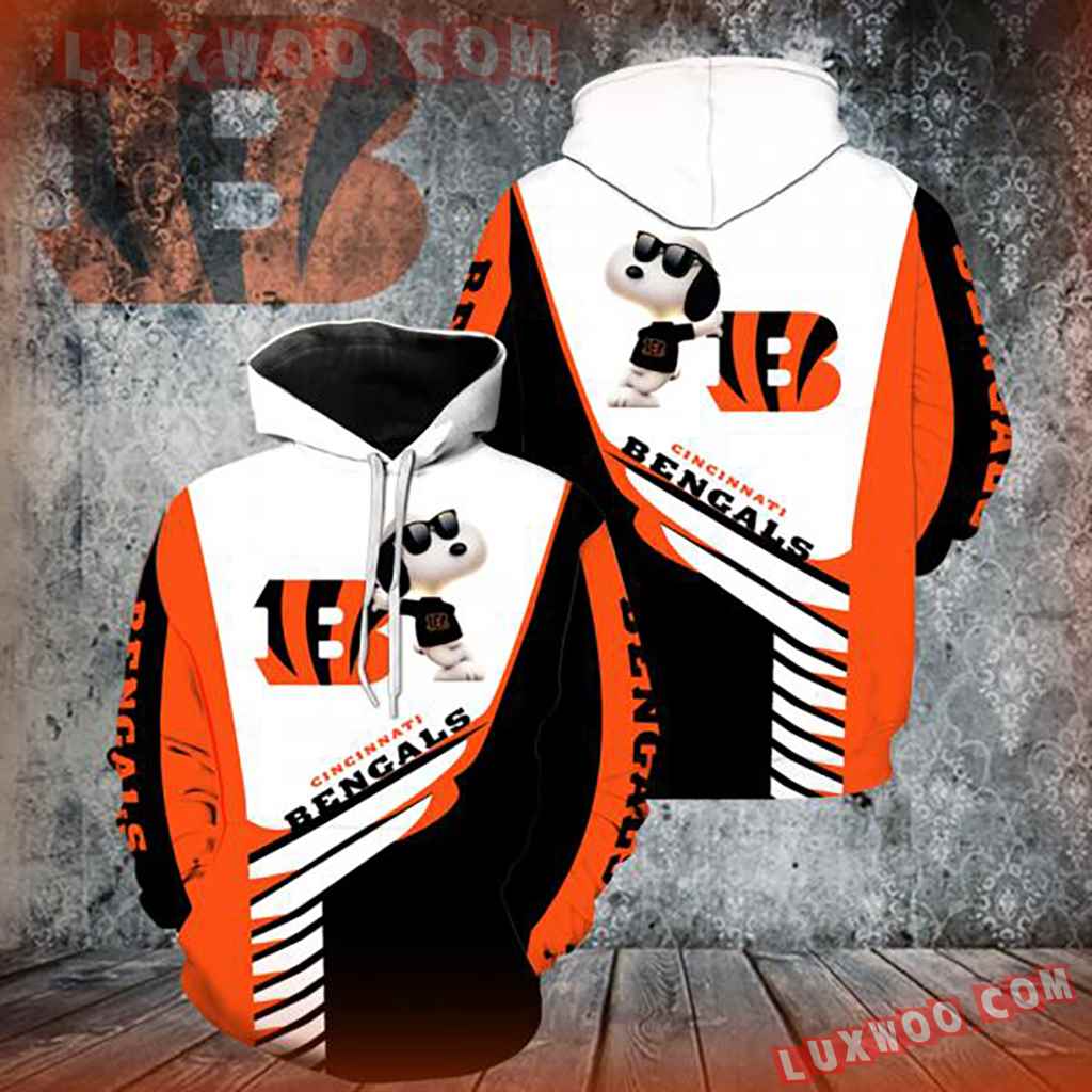 Nfl Cincinnati Bengals Snoopy 3d Hoodie New Full Over Print V1332