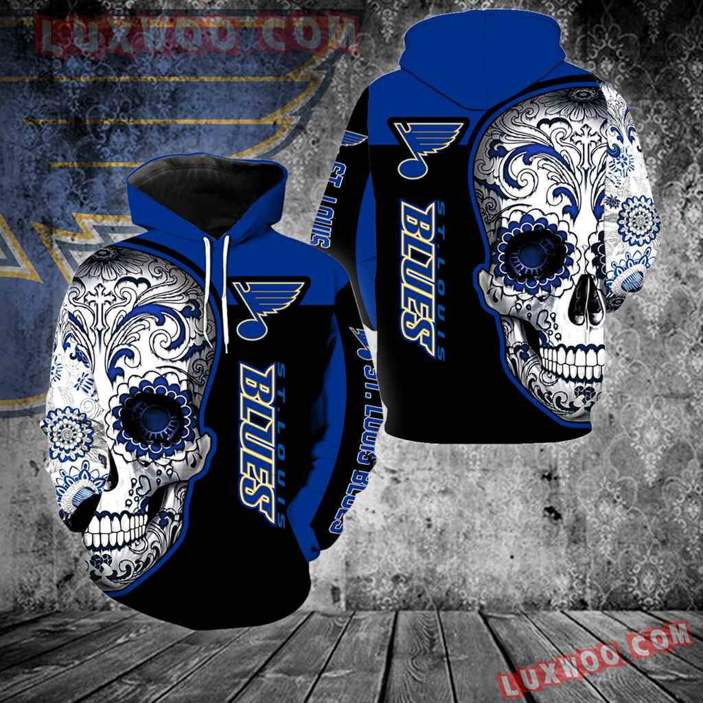 St Louis Blues Skull New Full Over Print V1318